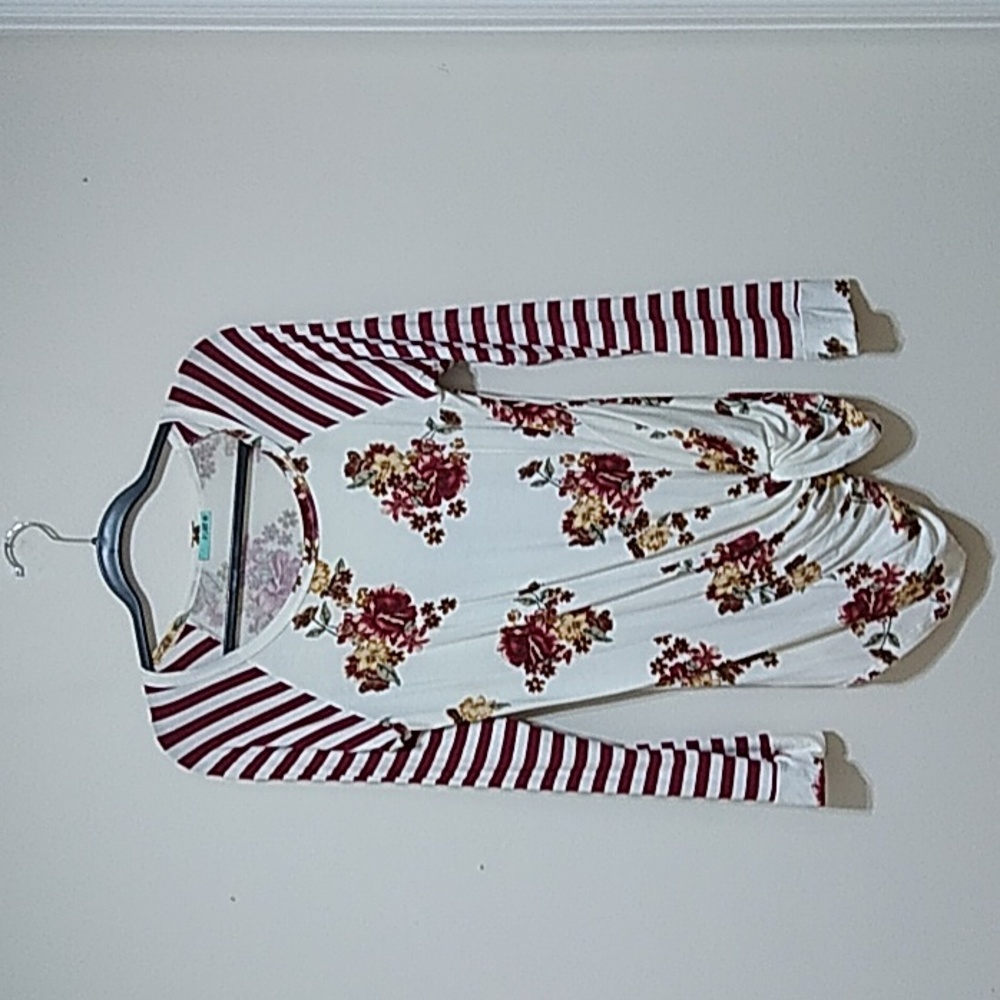 P.S. Kate Floral And Stripe Long Sleeve Top